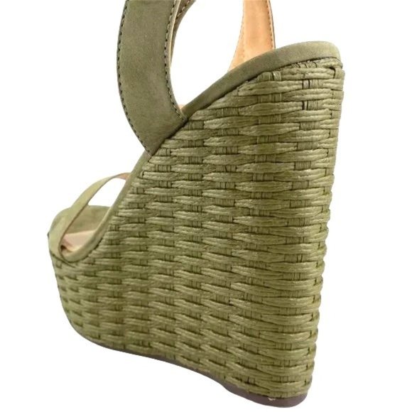 NIB SCHUTZ EDUARDA WEDGE SANDALS IN ASPEN GREEN SZ:9.5  NWT - Picture 7 of 13